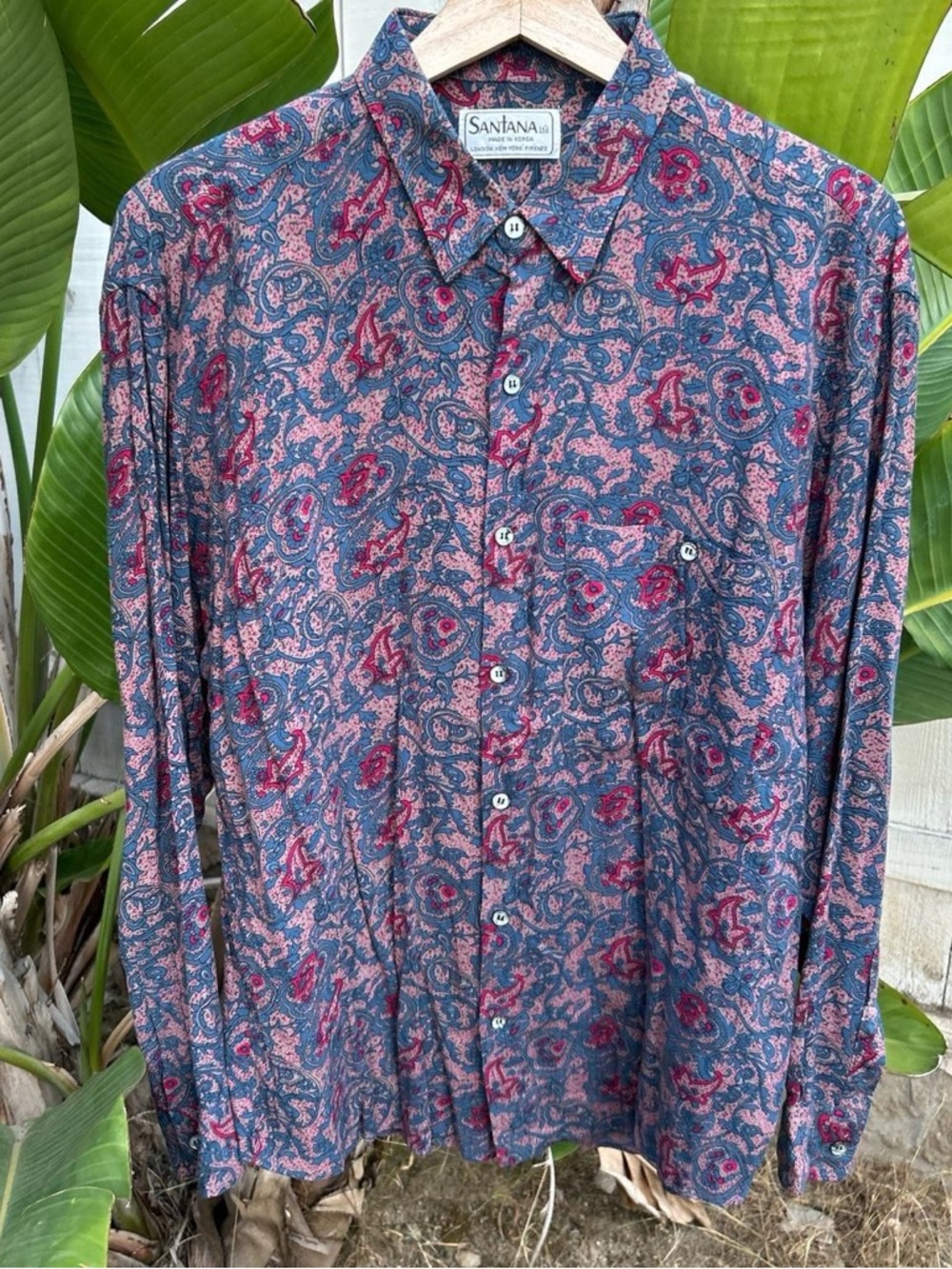 Vintage 90s Santana Paisley Button Up Shirt M 21x29 Korea